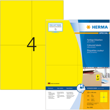 34396 Etikett Herma 105X148Mm Gul