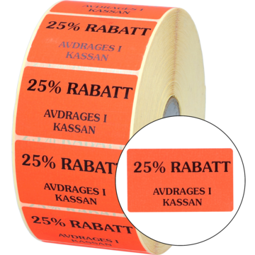 516007 LABEL RED "25% RABATT"