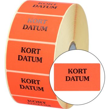 516009 Etikett Röd Kort Datum