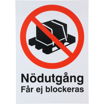 6705428 Skylt Nödutg. Får Ej Block A4