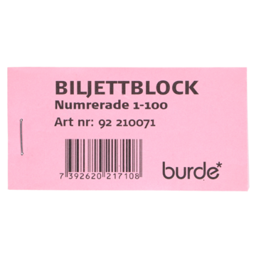 210071 Billetblok 1-100 pink