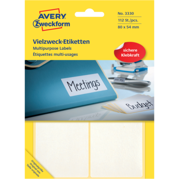 AN3330 Avery Etikett Vit 80x54 mm