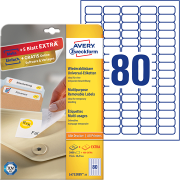 ANL4732REV25 Avery Universaletiketter vit