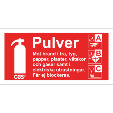 604044 Brandskilt Pulver 10x20 cm