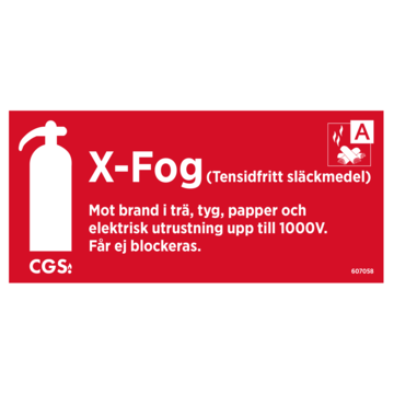 607058 Brandskylt XFog CGS 10x20cm