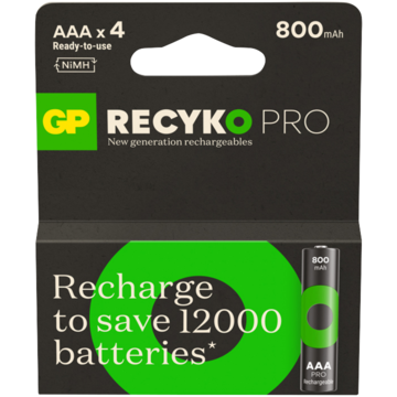 201244 GP Recyko Pro AAA Batterier 4p