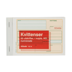 11214 Kuittilomake A6L Esselte numeroitu itsejäljentävä 1x50 sivua