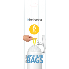 311727 Brabantia A Yellow Extra Strong Waste Bags 3L 20pcs/roll