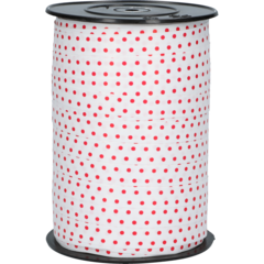 1068301 Presentband Prickigt Vit/Röd 10mm x 225m