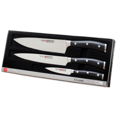 96011 Knivsæt Wüsthof Ikon 3-del - Kokkekniv, brødkniv, skalkniv