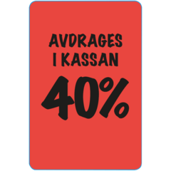 915466 Etikett Avdrages i kassan 40% 20x30mm flour röd