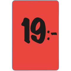 915472 Etikett 19:- 20x30mm flour röd