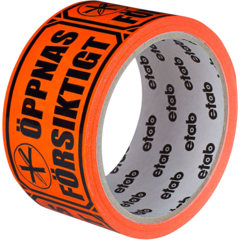 ETAB9613 Packtejp ‘ÖPPNAS FÖRSIKTIGT’ etab Fluor Orange 50mm x 33m