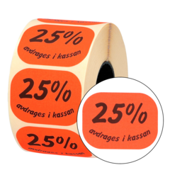 3336003 Etikett 25% Avdrages i Kassan