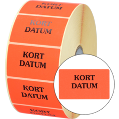 516009 Etikett Kort Datum 50x30mm flour röd
