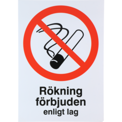 6705419 Skylt Rökning förbjuden enligt lag A5