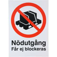 6705428 Skylt Nödutgång Får ej blockeras A4