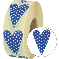 873806 Etikett Hjärta Blå Prick