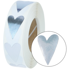 873814 ETIKETT HJERTE SØLV 17X30 RULL