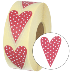 873805 Etikett Hjärta Röd Prick