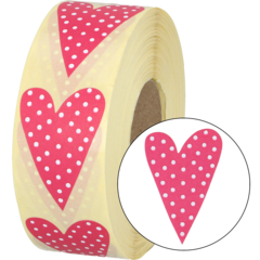 873812 Etikett Hjärta Prick Cerise