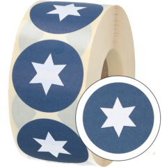 873825 Etikett Stjärna Blå 40mm