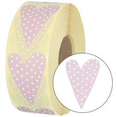 874009 ETIKETT PRIKKEHJERTE ROSA