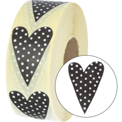 874007 Etikett Hjärta Prick Svart