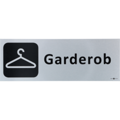 6705306 Skylt Garderob 225x80mm