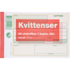 11217-1 Kvittoblock Esselte 50 sidor A6