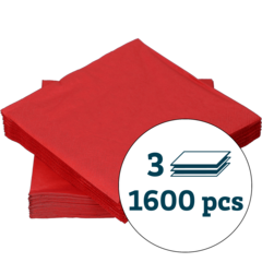 123301 Servett 3-Lag Röd 33x33cm