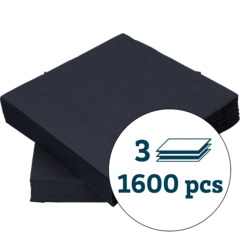 123309 Serviett 3-Lag Sort 33x33cm