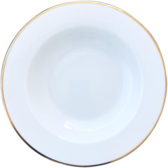 BLO227G Tallrik djup Blocho Kaszub Vit med Guldrand 29cm