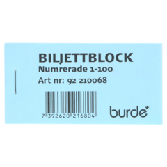 210068 Biljettblock 1-100 Blå