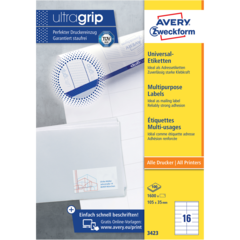 AN3423 Etikett Ultragrip Hvit 105x35m