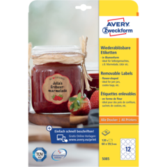 AN5085 Produktetikett Avtagbar 60x59mm Avery 5085