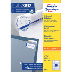 AN3651 Etikett Hvit 52,5x29,7 mm