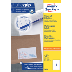 AN3478 ETIKETT HVIT 210x297 MM