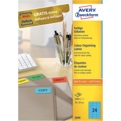 AN3449 Etikett Permanent Blå 70x37mm Avery 3449