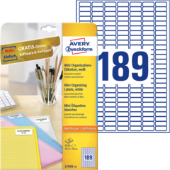 ANL765825 Etikett Mini Vit 25x10mm Avery L7658