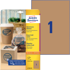 ANL710925 Etikett Kraftpapper Brun A4 Avery L7109