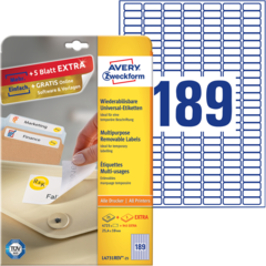 ANL4731REV25 Etikett Avtagbar Vit 25x10mm Avery L4731REV