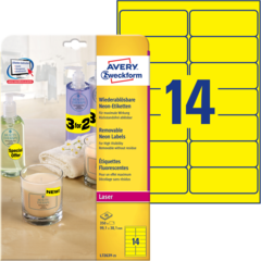 ANL7263Y25 Etikett Neon Gul 99x38mm Avery L7263Y