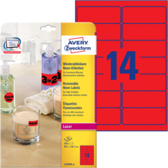 ANL7263R25 Etikett Neon Röd 99x38mm Avery L7263R