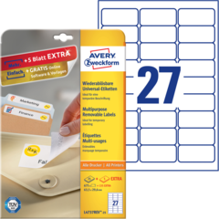 ANL4737REV25 Etikett Avtagbar Vit 63x29mm Avery L4737REV