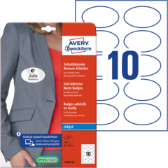 ANJ488220 Namnskylt Textil Vit 85x50mm Avery J4882