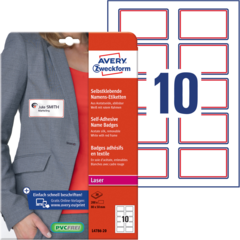 ANL478620 Namnskylt Textil Röd 80x50mm Avery L4786