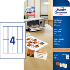 ANC3225325 Placeringskort Vit 110x40mm Avery C32253