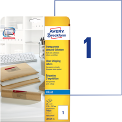 ANJ856725 Brevetikett Inkjet Vit A4 Avery J8567