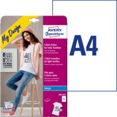 ANMD1001 Transferfilm Ljusa Textilier A4 Avery MD1001